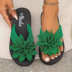 1 Pair Women's Floral Decorative Flip Flops