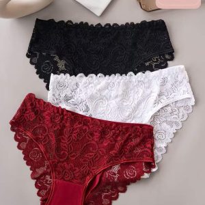 3pcs Women's Briefs Solid Color Panties